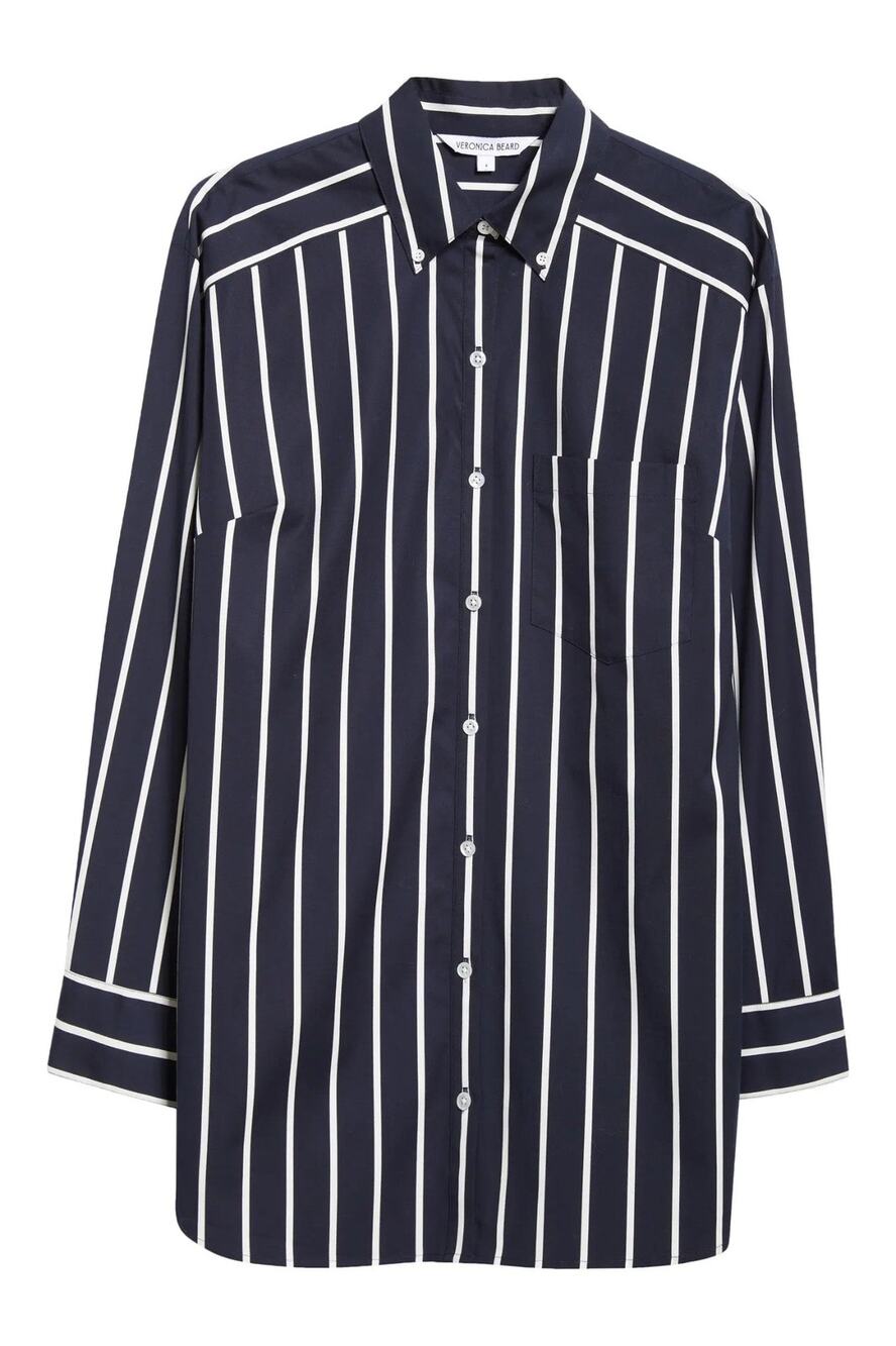 Veronica Beard Lloyd Long Sleeves Striped Button-Down Shirt - 6